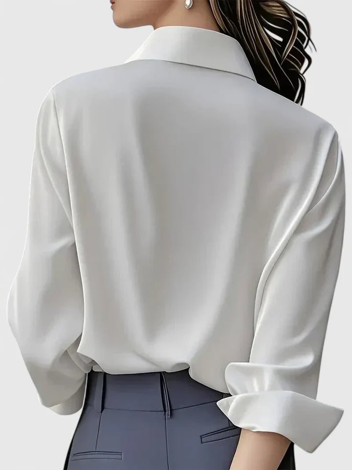 Damen Elegante Satin Business-Bluse Versteckte Knopfleiste