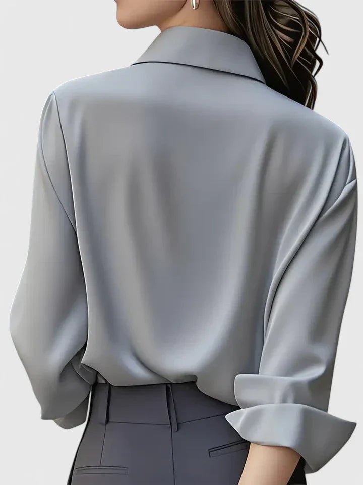 Damen Elegante Satin Business-Bluse Versteckte Knopfleiste