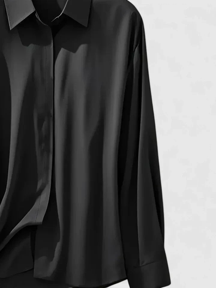 Damen Elegante Satin Business-Bluse Versteckte Knopfleiste