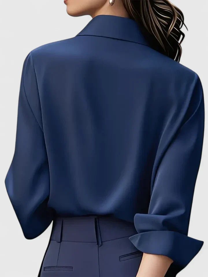 Damen Elegante Satin Business-Bluse Versteckte Knopfleiste