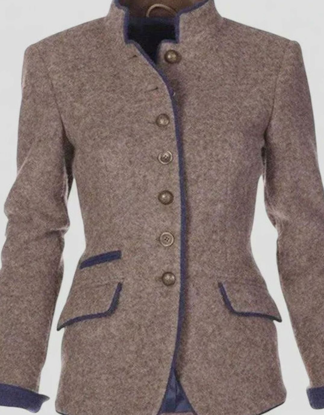 Damen Eleganter Stehkragen-Blazer mit Knopfleiste Langarm