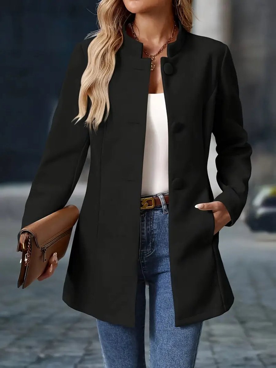 Damen Eleganter Stehkragen Women Coat Figurbetonter Blazer