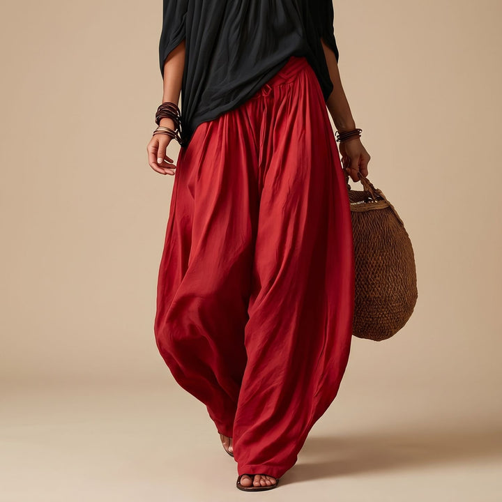Damen Eleganter Zweiteiler Off-Shoulder Top Puffärmel Weite Haremshose