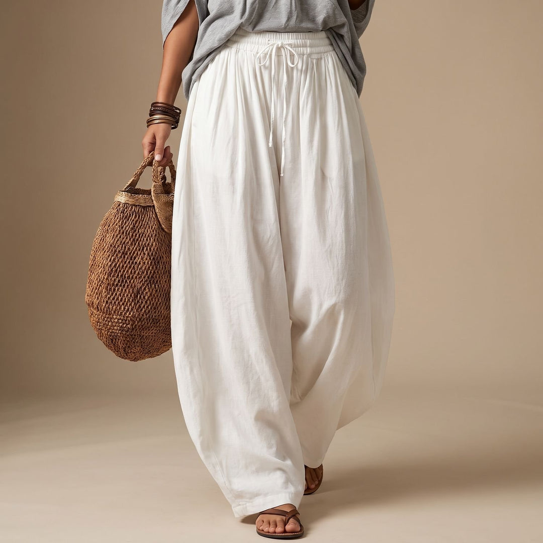 Damen Eleganter Zweiteiler Off-Shoulder Top Puffärmel Weite Haremshose
