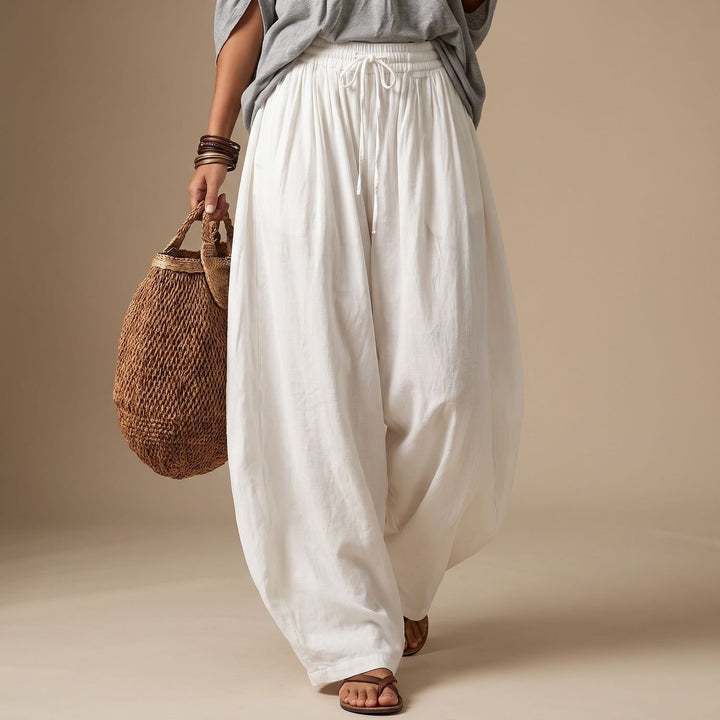 Damen Eleganter Zweiteiler Off-Shoulder Top Puffärmel Weite Haremshose