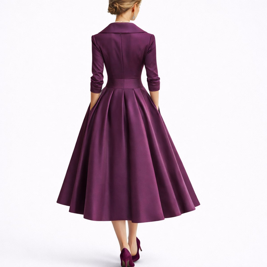 Damen Elegantes A-Linien Midi-Kleid für Hochzeitsgäste im Herbst