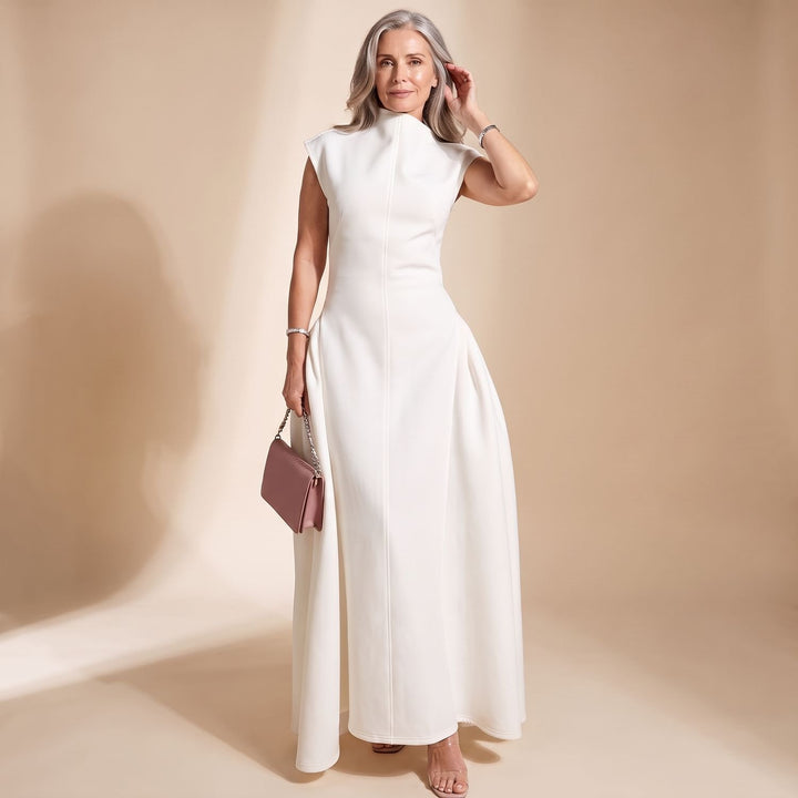 Damen Elegantes Maxi-Abendkleid mit Stehkragen A-Linie