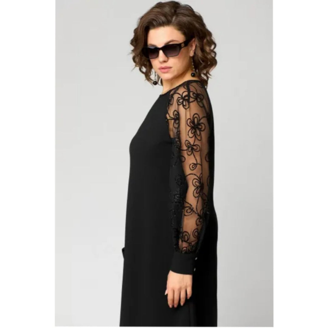 Damen Elegantes Spitzenärmel Knielanges Formal Dress A-Linie