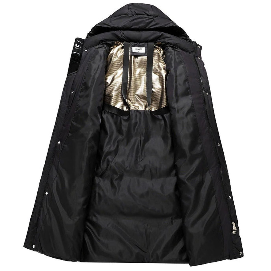 Damen Extralanges Stepp-Winterparka mit Kapuze und Rippbündchen