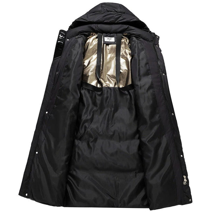 Damen Extralanges Stepp-Winterparka mit Kapuze und Rippbündchen