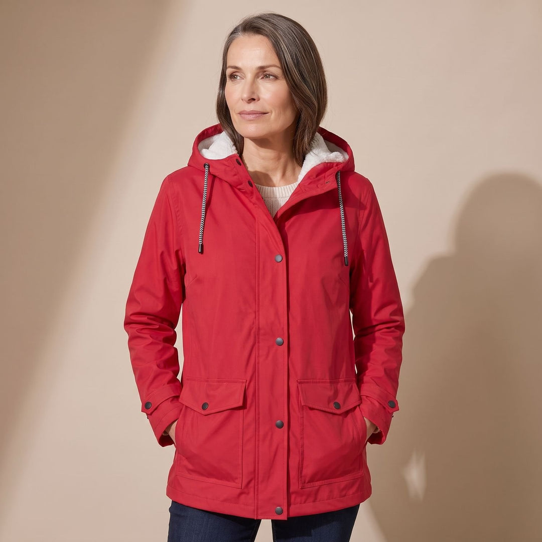 Damen Fleecegefütterte Wasserdichte Outdoor-Jacke mit Kapuze