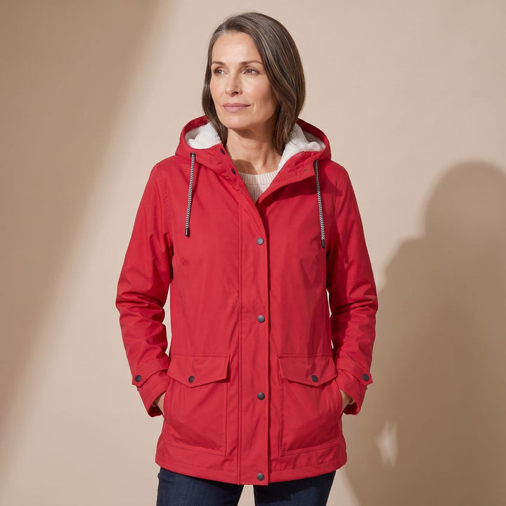 Damen Fleecegefütterte Wasserdichte Outdoor-Jacke mit Kapuze