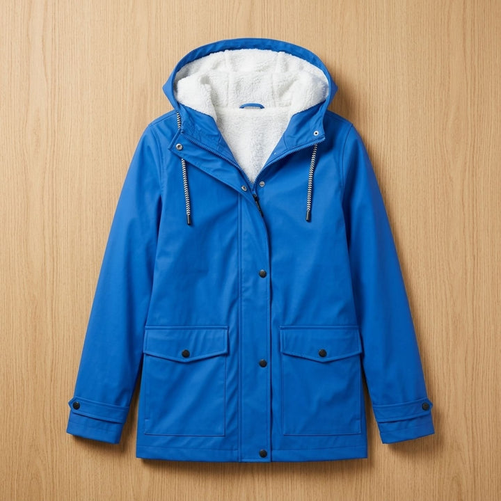 Damen Fleecegefütterte Wasserdichte Outdoor-Jacke mit Kapuze - Blau