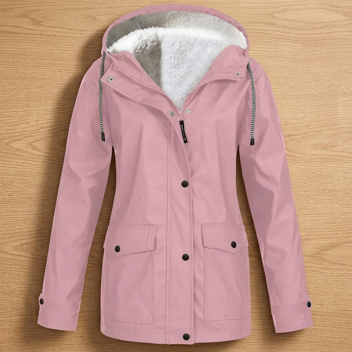 Damen Fleecegefütterte Wasserdichte Outdoor-Jacke mit Kapuze - Rosa