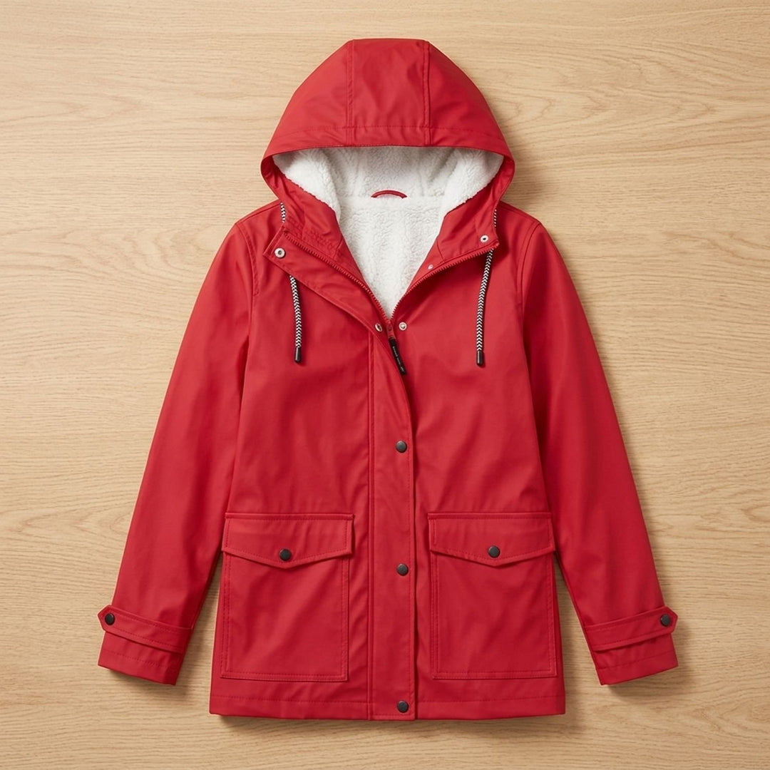 Damen Fleecegefütterte Wasserdichte Outdoor-Jacke mit Kapuze