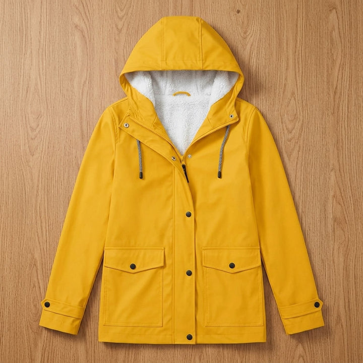 Damen Fleecegefütterte Wasserdichte Outdoor-Jacke mit Kapuze - Gelb