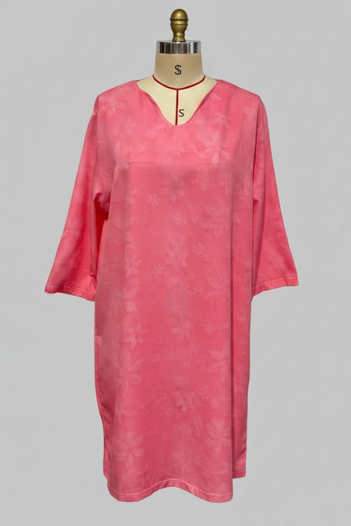 Damen Florales V-Ausschnitt Midi-Sommerkleid - Pink