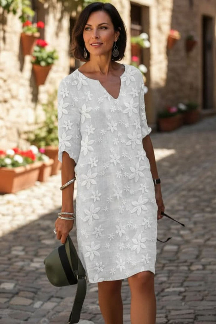 Damen Florales V-Ausschnitt Midi-Sommerkleid