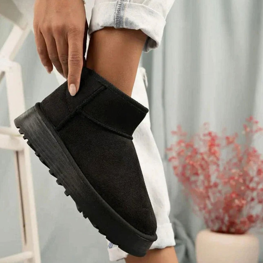 Damen Gefütterte Plateau-Kurzstiefel Slip-on Winterboots
