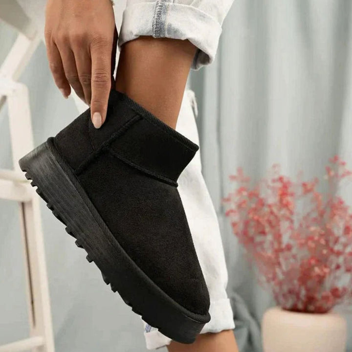 Damen Gefütterte Plateau-Kurzstiefel Slip-on Winterboots