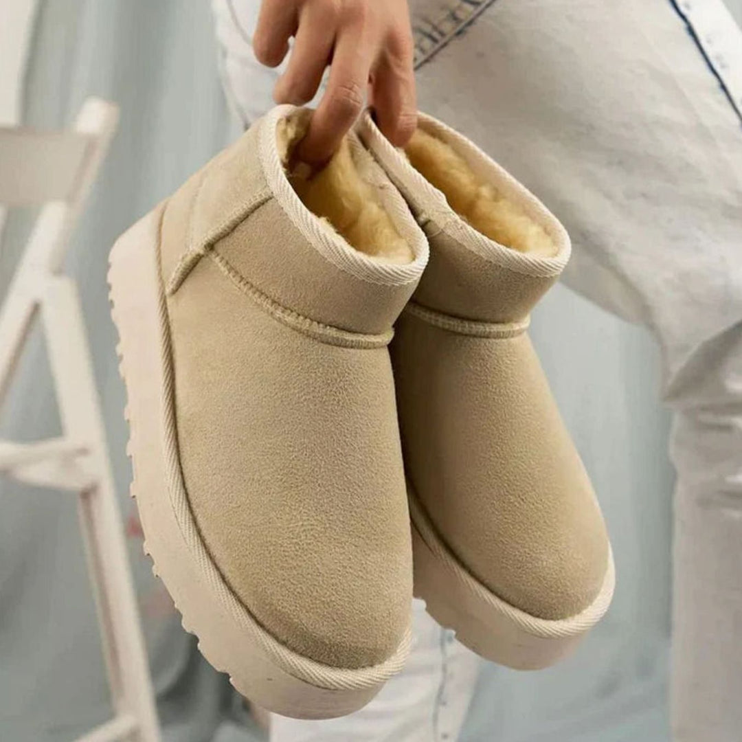 Damen Gefütterte Plateau-Kurzstiefel Slip-on Winterboots