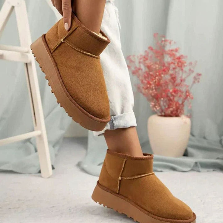 Damen Gefütterte Plateau-Kurzstiefel Slip-on Winterboots - Braun