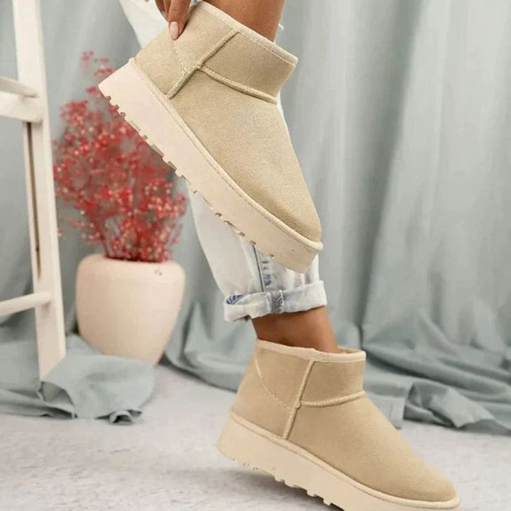 Damen Gefütterte Plateau-Kurzstiefel Slip-on Winterboots - Beige