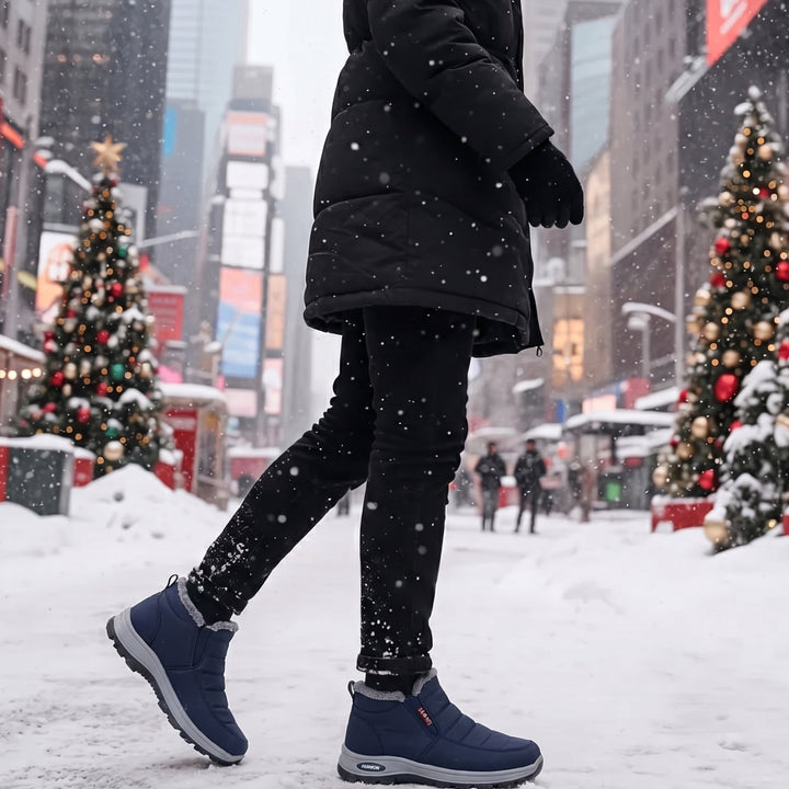 Damen Gefütterte Quilted Slip-On Winterstiefeletten mit Rutschfester Sohle