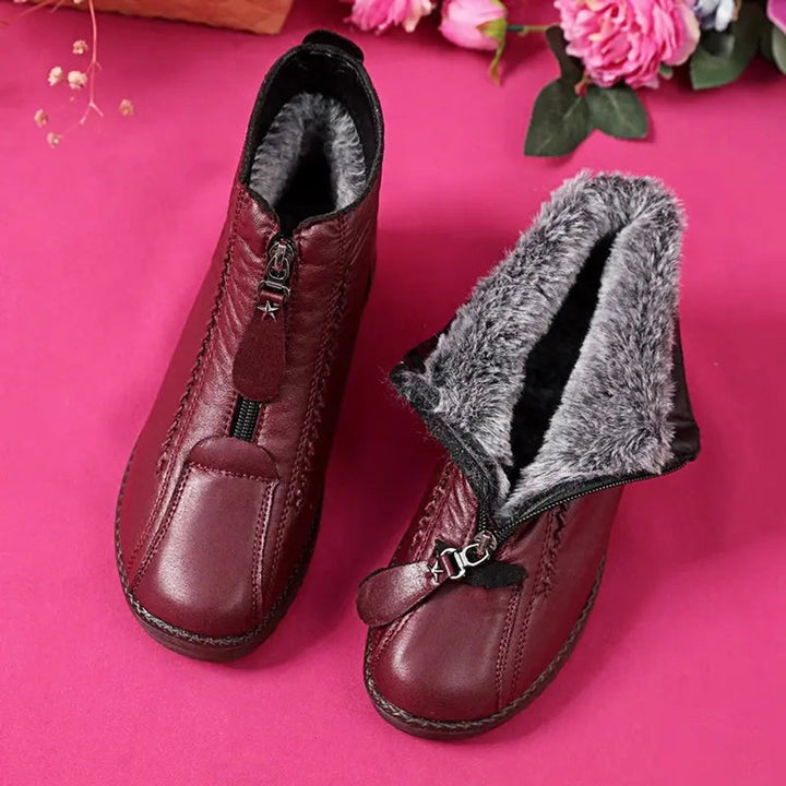 Damen Gefütterte Rutschfeste Reißverschluss Ankle Boots