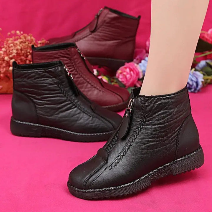 Damen Gefütterte Rutschfeste Reißverschluss Ankle Boots