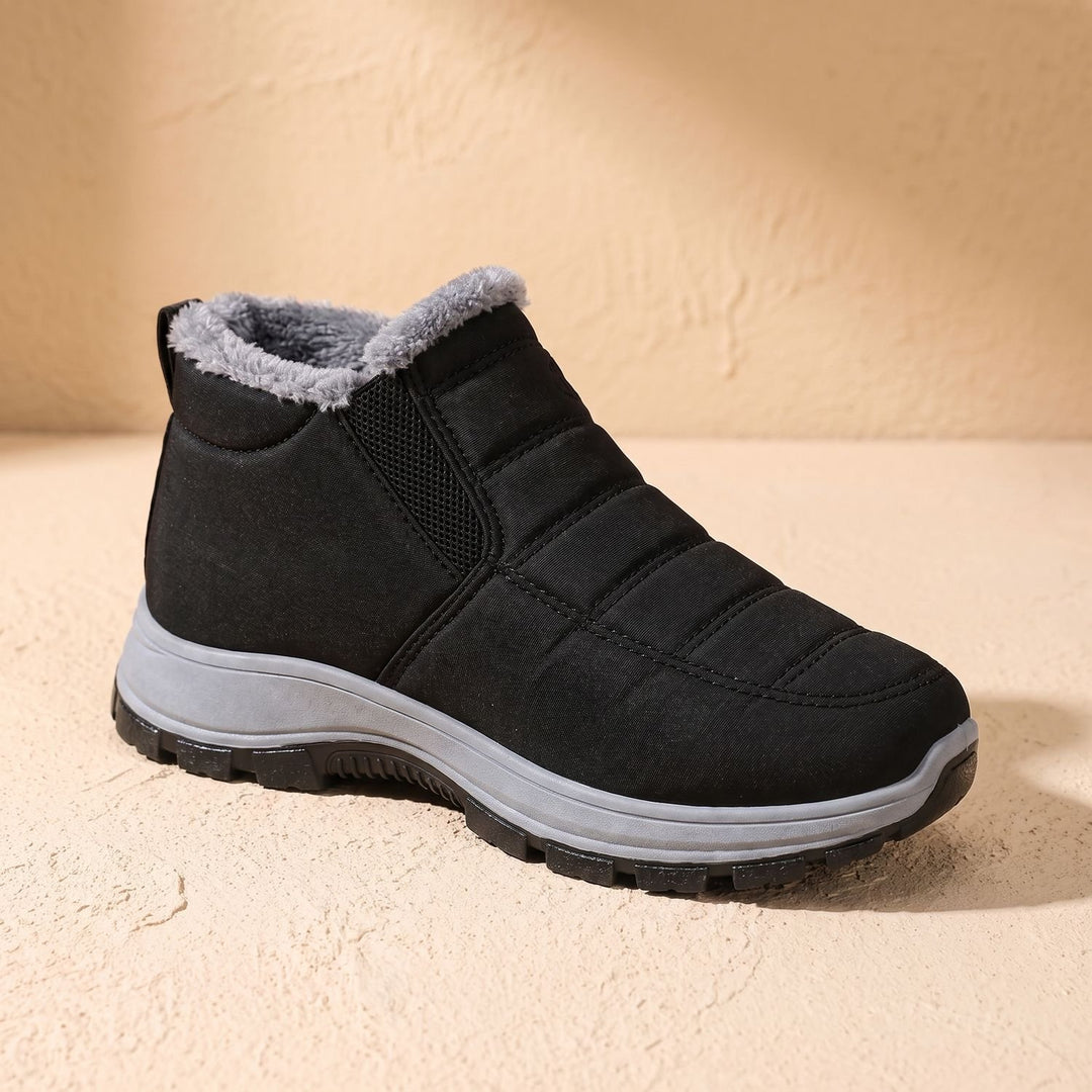 Damen Gefütterte Slip-On Winterstiefeletten Rutschfest - Schwarz