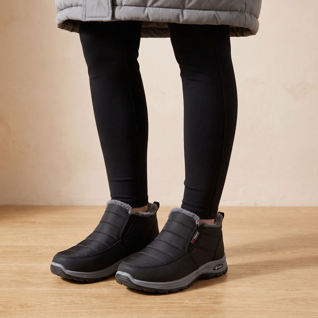 Damen Gefütterte Slip-On Winterstiefeletten Rutschfest