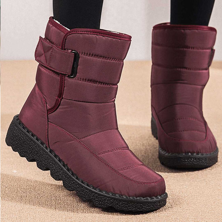 Damen Gefütterte Wasserdichte Rutschfeste Knee High Boots Thermostiefel - Rot