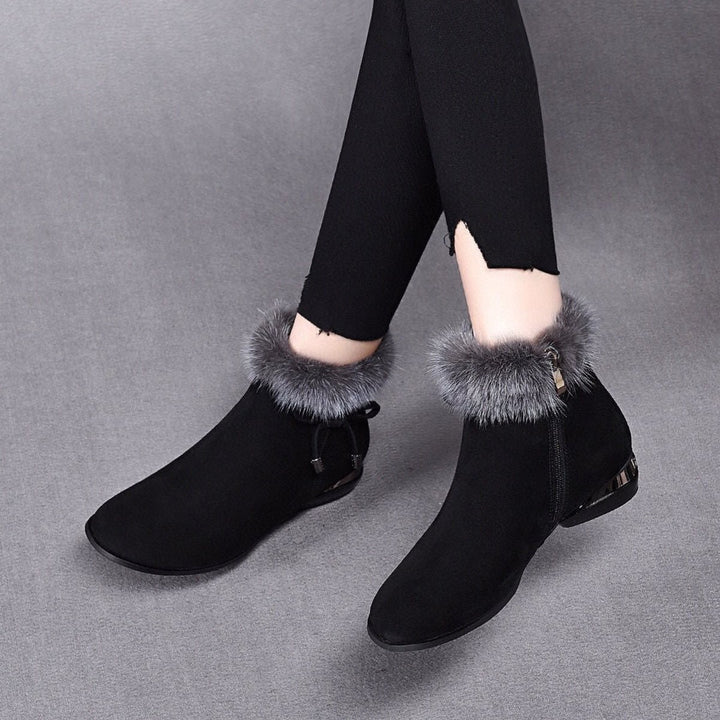 Damen Gefütterte Wildleder Ankle Boots mit Kunstfell-Abschluss