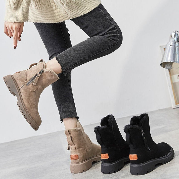 Damen Gefütterte Wildleder Slip-On Ankle Boots Plateausohle