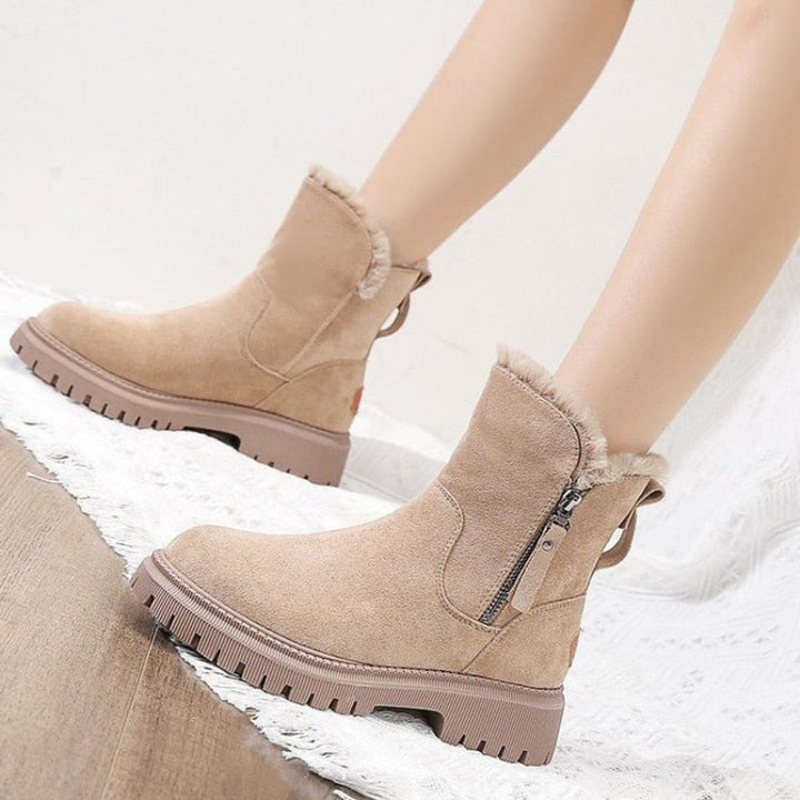 Damen Gefütterte Wildleder Slip-On Ankle Boots Plateausohle