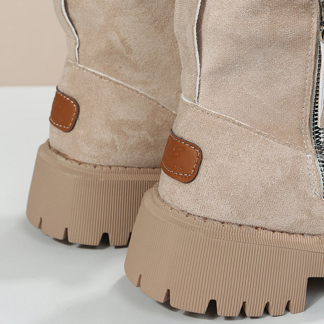 Damen Gefütterte Wildleder Slip-On Ankle Boots Plateausohle