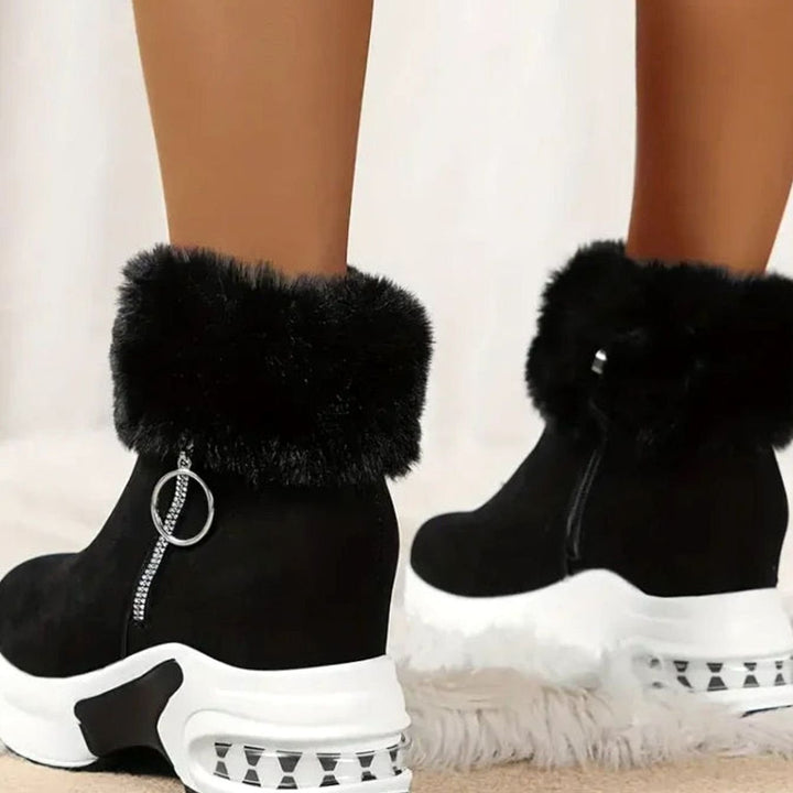 Damen Gefütterte Winterstiefel mit Luftkissen-Dämpfung Rutschfester Plateausohle