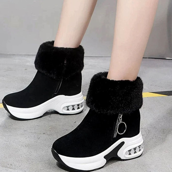 Damen Gefütterte Winterstiefel mit Luftkissen-Dämpfung Rutschfester Plateausohle