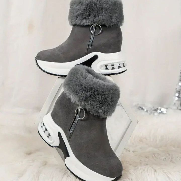 Damen Gefütterte Winterstiefel mit Luftkissen-Dämpfung Rutschfester Plateausohle - Grau