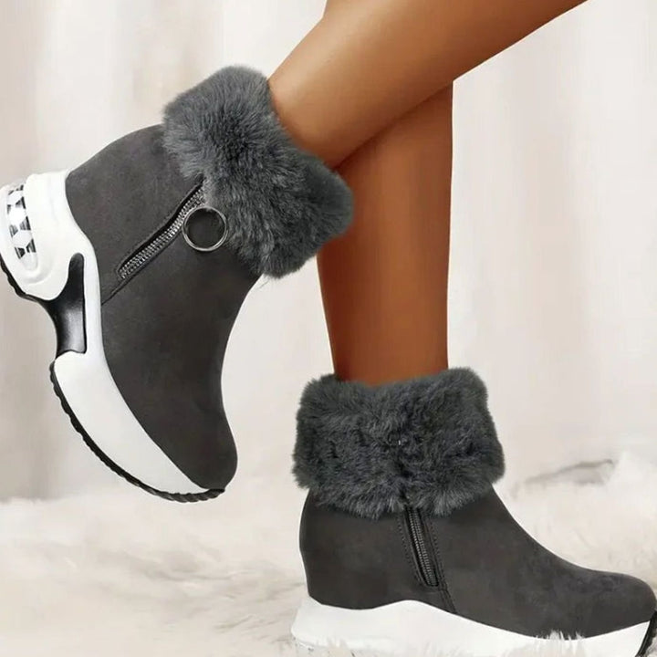 Damen Gefütterte Winterstiefel mit Luftkissen-Dämpfung Rutschfester Plateausohle