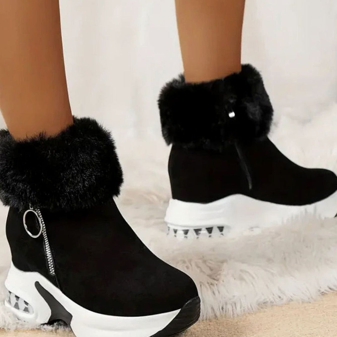Damen Gefütterte Winterstiefel mit Luftkissen-Dämpfung Rutschfester Plateausohle