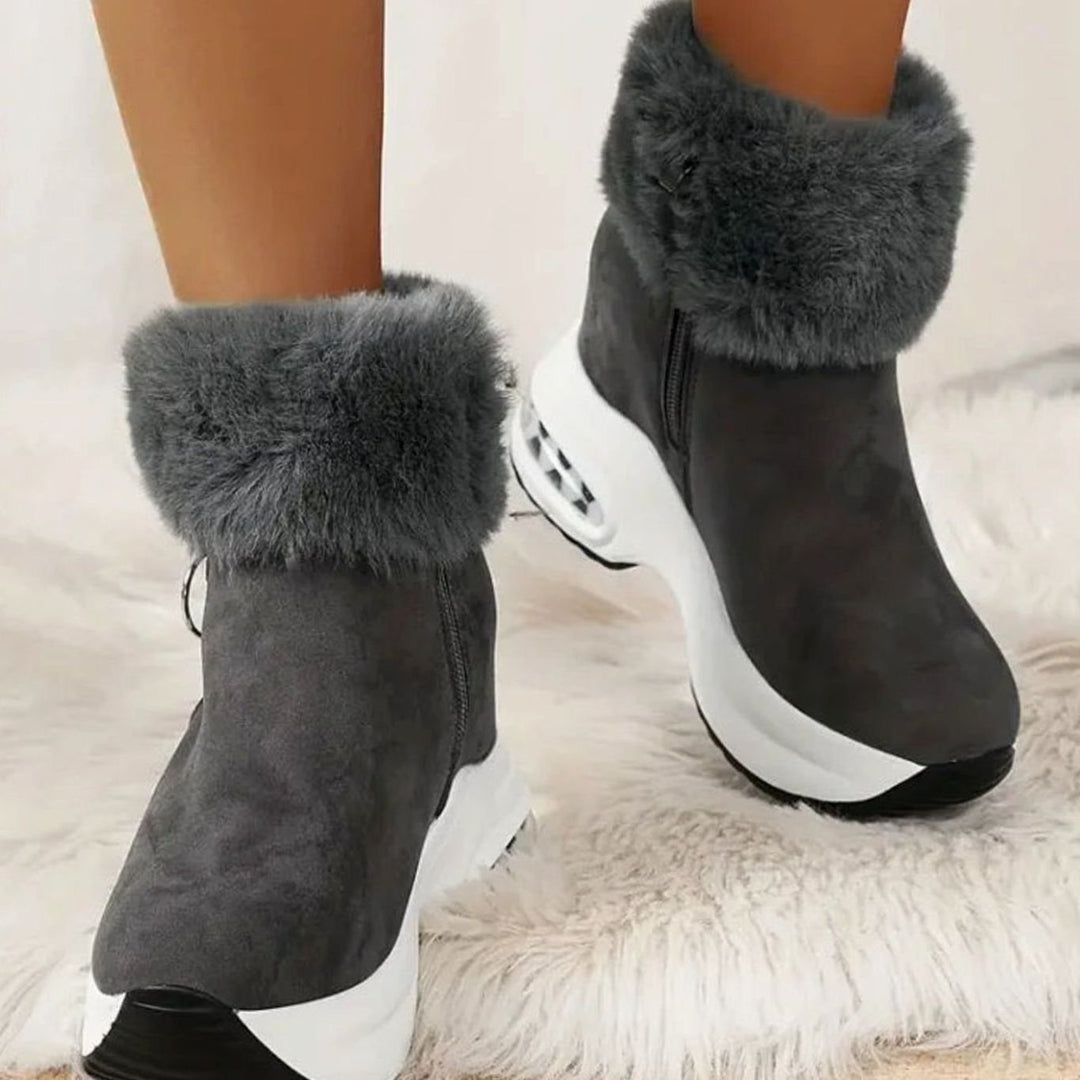 Damen Gefütterte Winterstiefel mit Luftkissen-Dämpfung Rutschfester Plateausohle