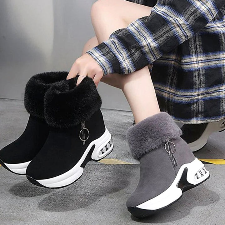 Damen Gefütterte Winterstiefel mit Luftkissen-Dämpfung Rutschfester Plateausohle