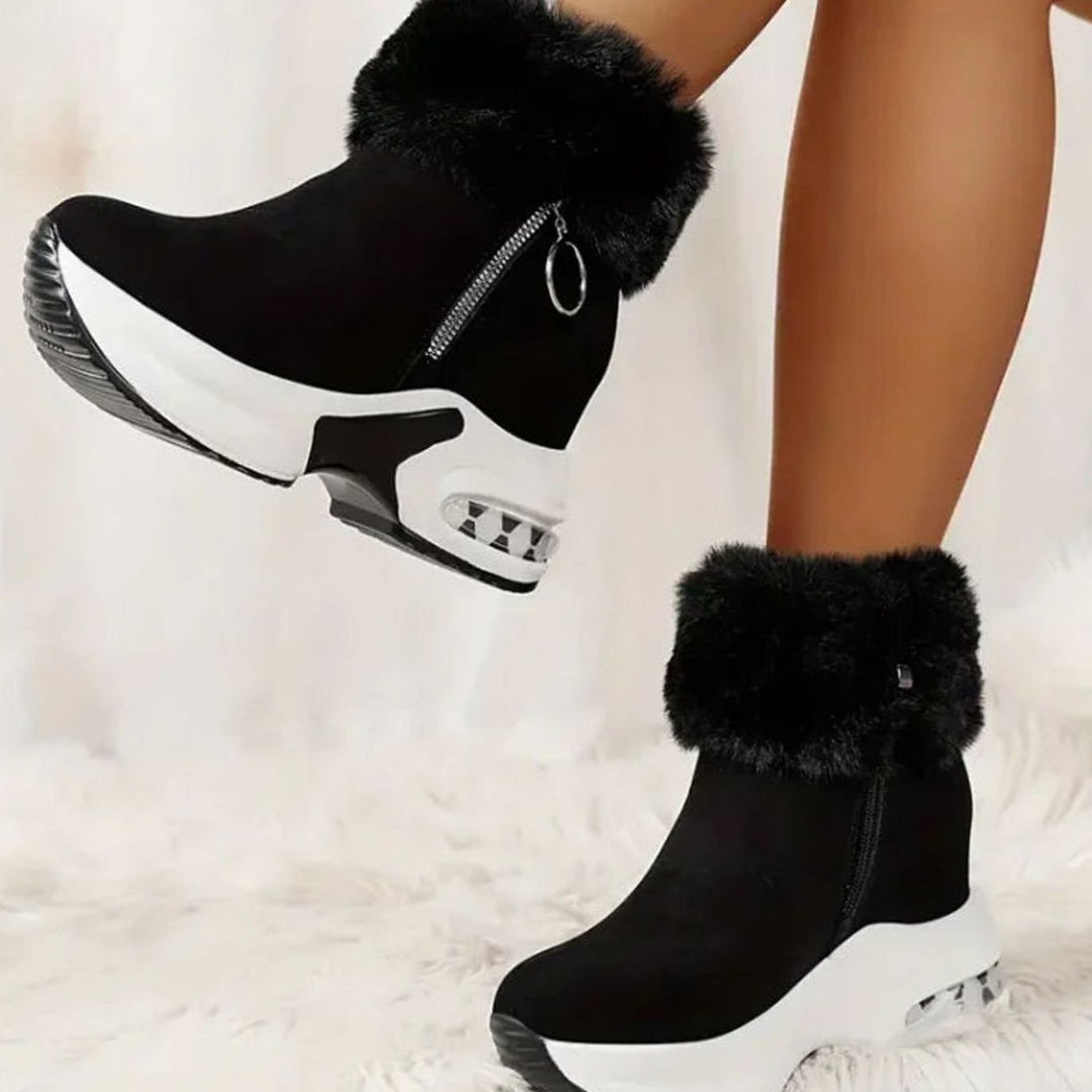 Damen Gefütterte Winterstiefel mit Luftkissen-Dämpfung Rutschfester Plateausohle