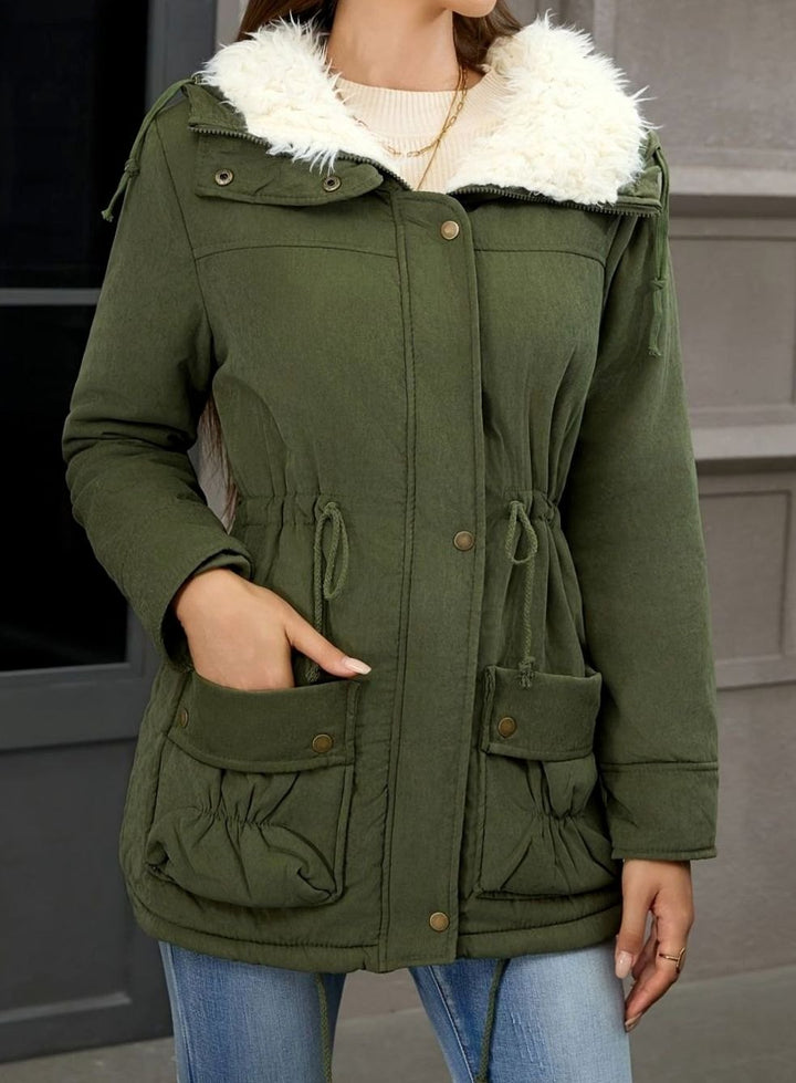 Damen Gefütterter Winter-Parka mit Teddykragen und Tunnelzug