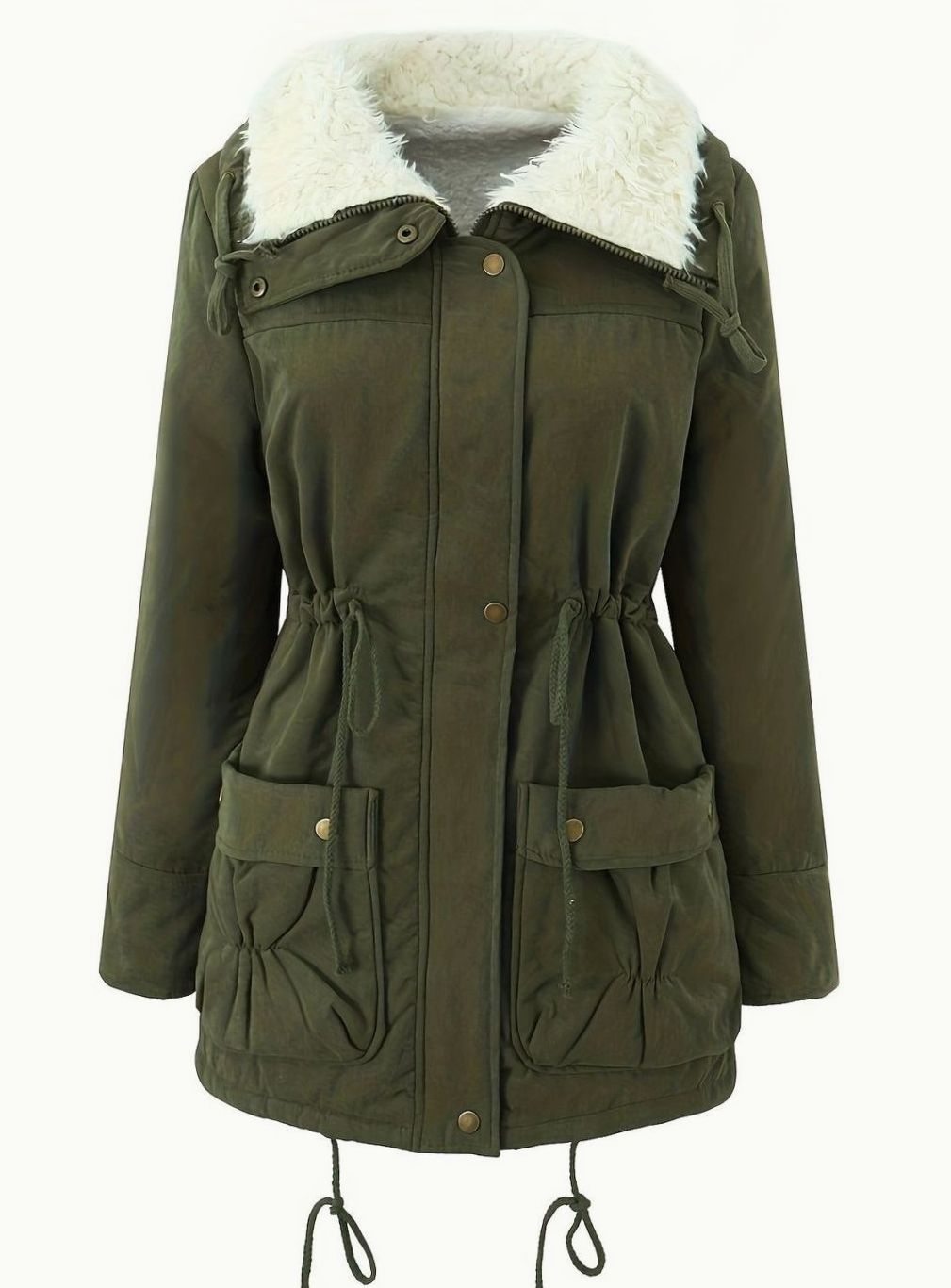 Damen Gefütterter Winter-Parka mit Teddykragen und Tunnelzug