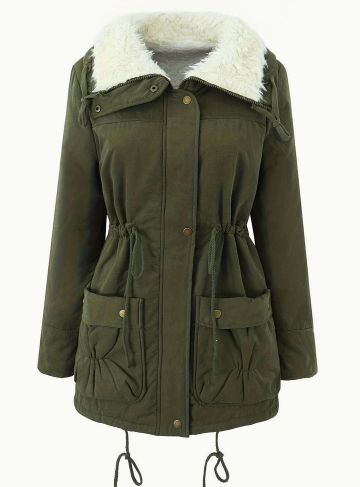 Damen Gefütterter Winter-Parka mit Teddykragen und Tunnelzug