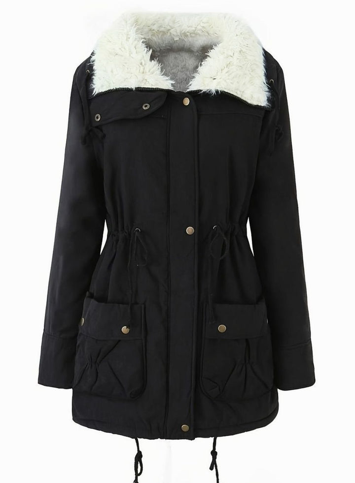 Damen Gefütterter Winter-Parka mit Teddykragen und Tunnelzug