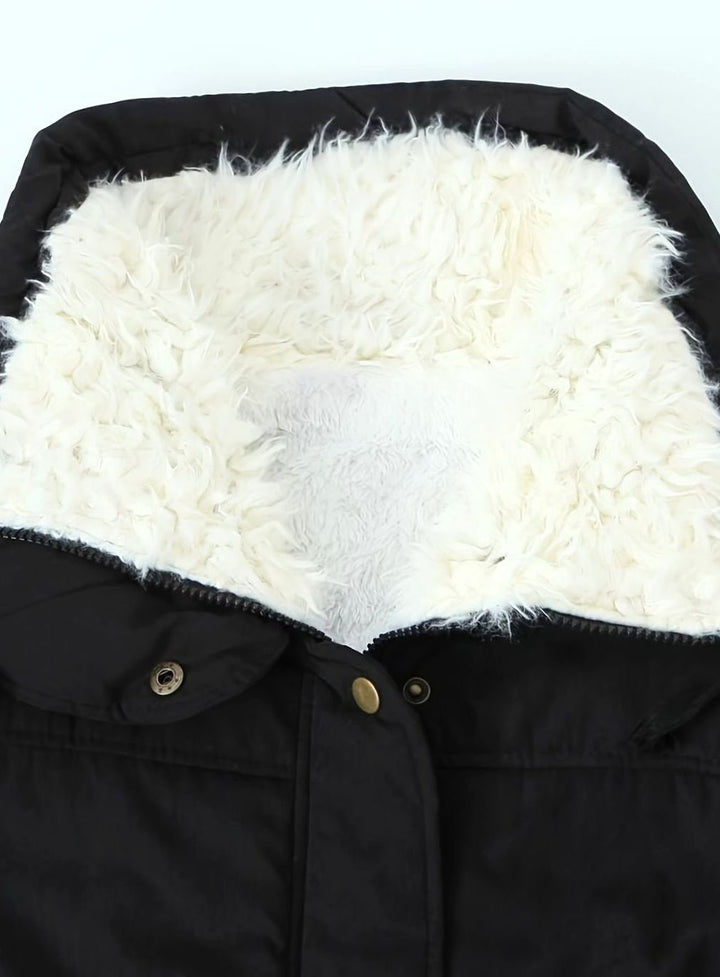 Damen Gefütterter Winter-Parka mit Teddykragen und Tunnelzug